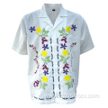 Embroidery Design Men's Summer Cotton Linen Casual Shirt